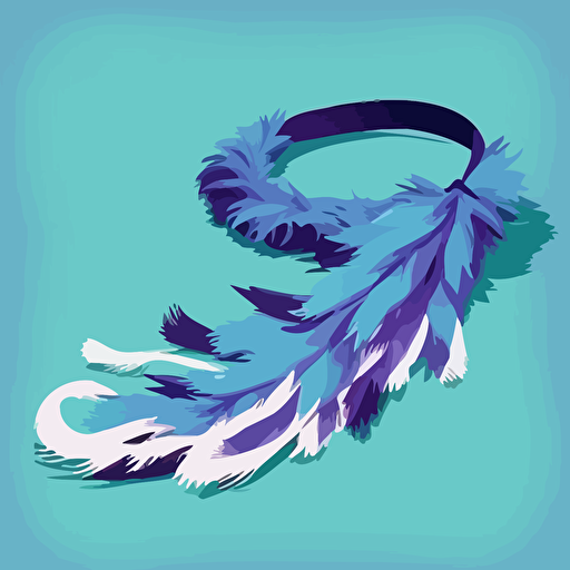 feather boa tied liked a noose in a vector art cartoon style, flat color, solid color background