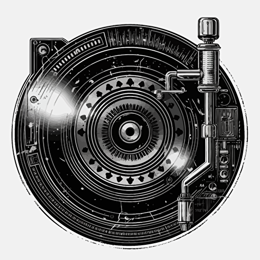 vinyl record, black and white logo, vector, technic 1200 turntable