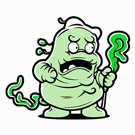 slimer from ghostbuster, sticker, vector, white background, contour, cartoon style