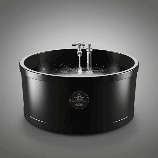 vector stainless steel cylinder bathtub with ice inside logo design ,flat design,black color, white background
