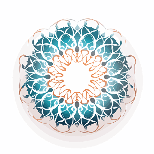 fractal circular logo, vector art, white background