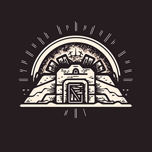 logo design of a ww2 bunker, outline vector packj