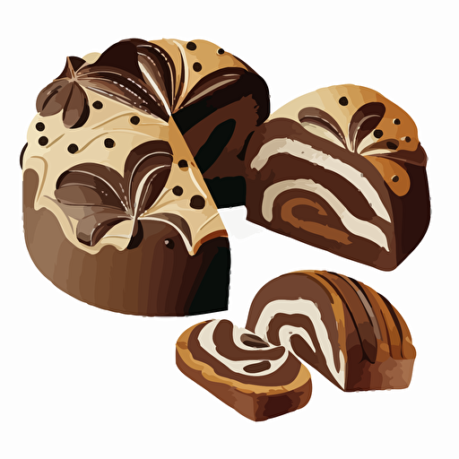 bread with chocolate, vector art, high quality, white background