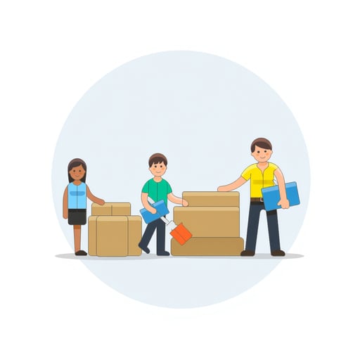 people working together to move 