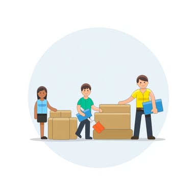 people working together to move 