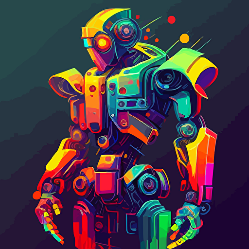 robot, bright colors, vector