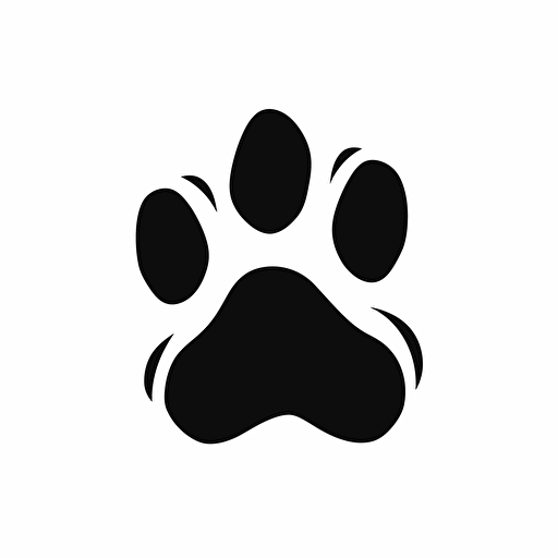 simple 2d vector silhouette dog paw print