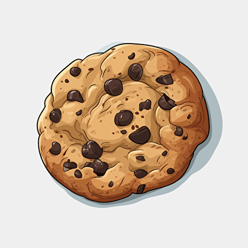 a chocolate chip cookie, flat texture anime style, 2D, premium vector art, white background, adobe illustration tracing, svg, die-cut sticker