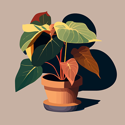 a 3-color flat vector image of a houseplant