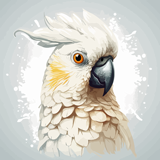 Cockatoo bird looking straight in the camera, white bg, vector