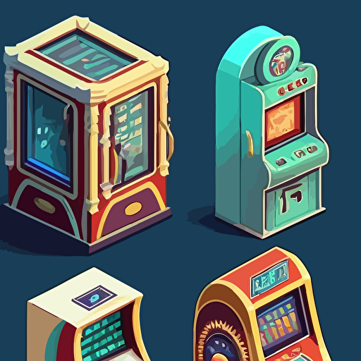 Many slot machines, vector art