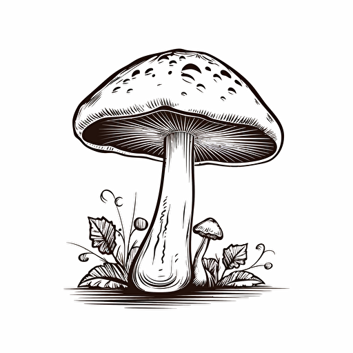 simple vector drawing outline of a mushroom