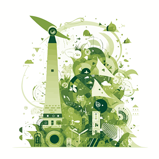 flat design vector art, green revolution twikn bottom , artistic, white background