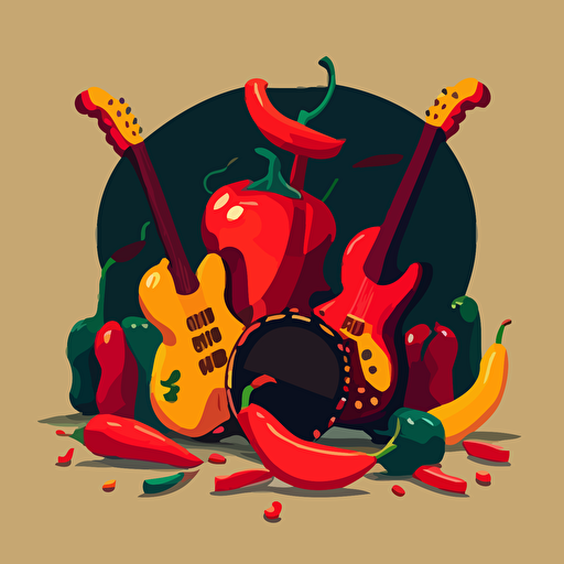 flat vector illustration of peppers marachi band