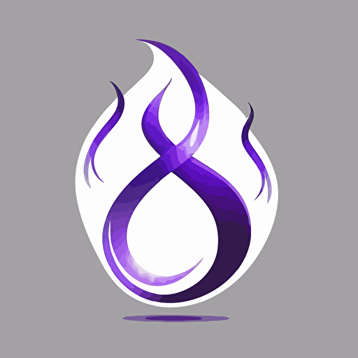 icon, logo vector, simplistic, infinity symbol, small electric flame, white background, single color, purple, no shadows