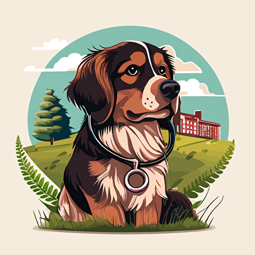a cute vector art illustration of a dog at the veterinary, low details