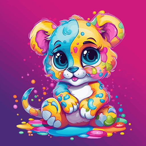 vaccinated baby lisa frank vector illustration