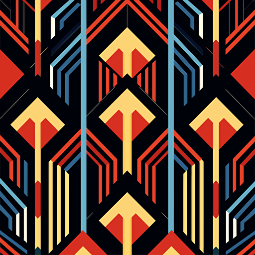 simple art deco pattern, flat, minimalist, vertical, vector, red, blue, yellow, black 9:16