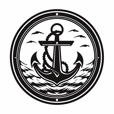 a modern, minimalist logo for a luxurious, yachts company brand named "hawaii and anchor" with an anchor, black on white background, vector, ai, very simple,