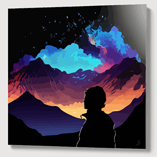 colorful vector art, galaxy inside silhouette of taroko, galaxy