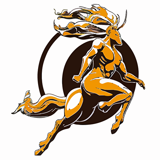 centaur in deep space, vector logo, vector art, emblem, simple cartoon, 2d, no text, white background