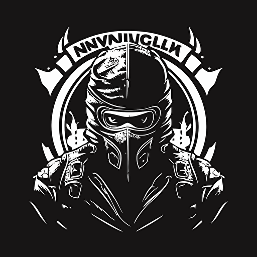 motorcycle club logo, ninja, black and white, simple vectors