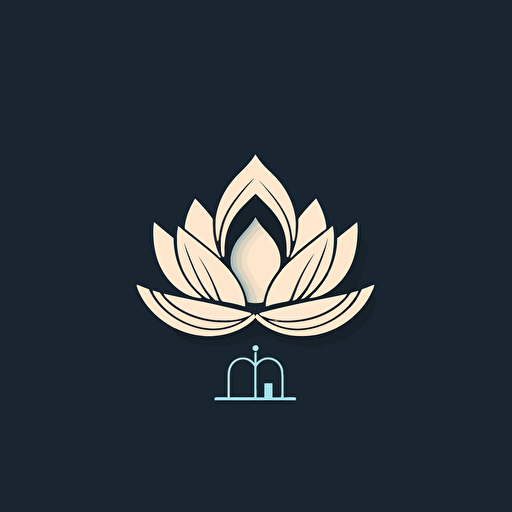 modern iconic logo of a house inside a lotus flower, white vector, on black backgroung