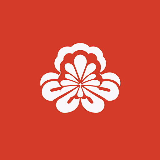 japanese style logo, simple vector shapes, colors red and white