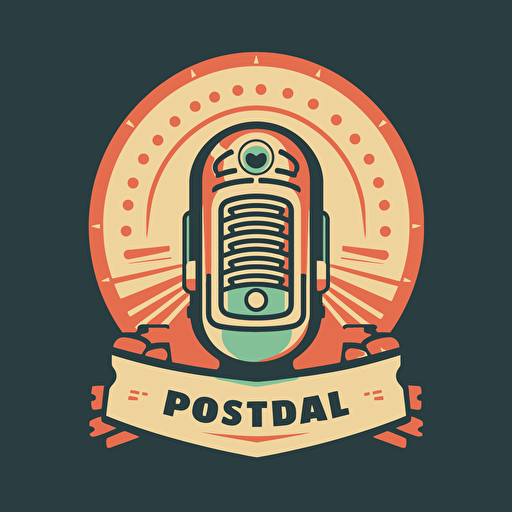 podcast logo, vector, simple, retro