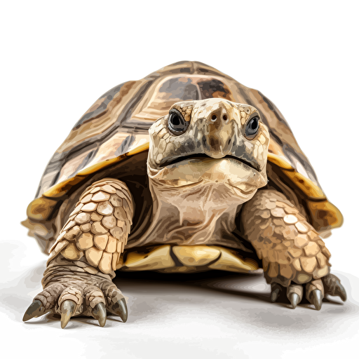 Sulcata Tortoise looking straight in the camera, white bg, vector
