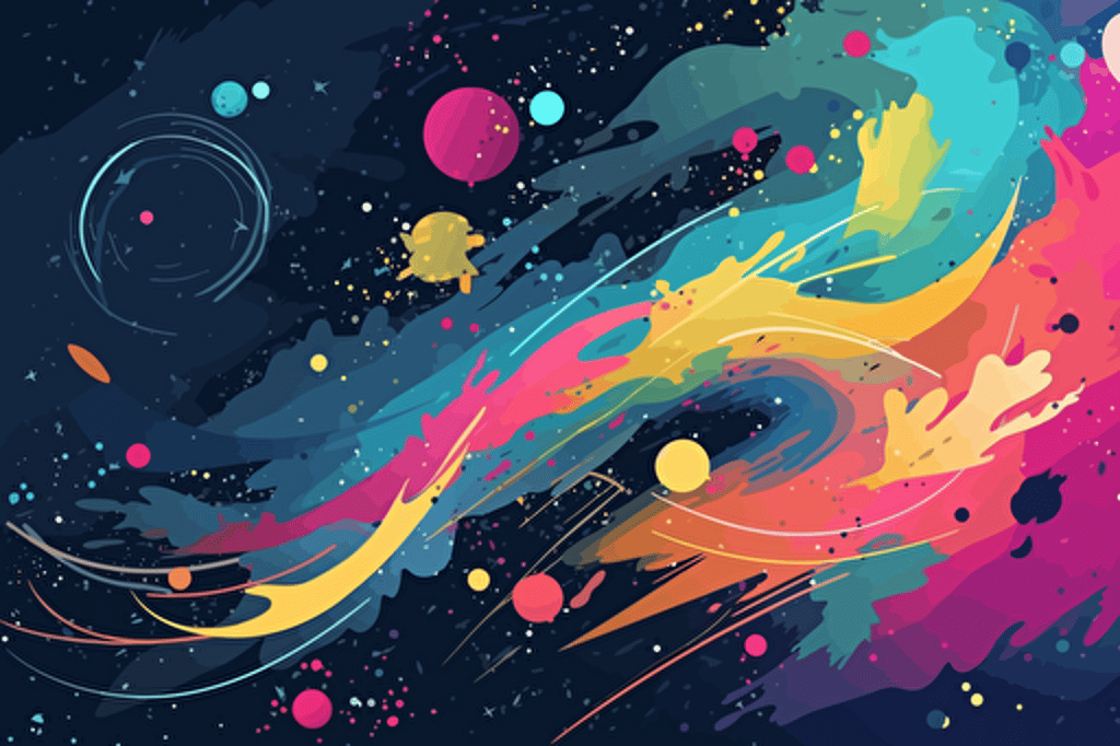 galaxy as graffiti art, vector art, flat colors, pastel colors, minimalistic,
