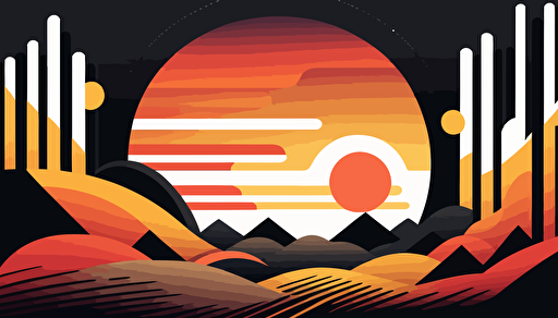 sunrise, painted as shapes, abstract, minimal, low detail, vector art,