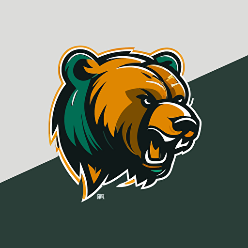 sports team mascot, head logo, hungry bear, simple, vector, minimalist