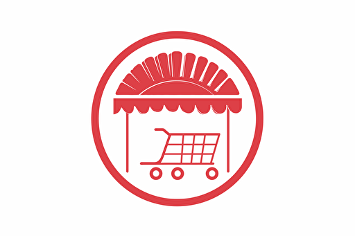logo for a mini grocery store, catchy but simple, background red, can be a vector in white color