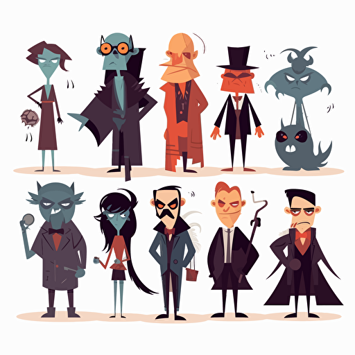 strange charachters vector, white background