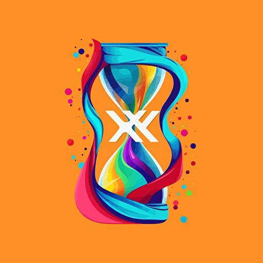 corporate logo describe infinite layed hourglass company name IXOVOXI, vector drawing, colorful complex