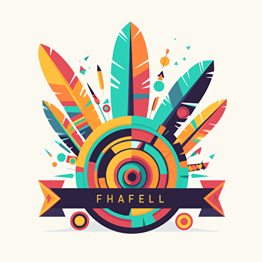a festival logo, colorful, flat colors only, no gradients at all, vector clean art, no shading