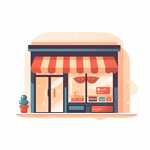 2d , simple vector, store open on white background