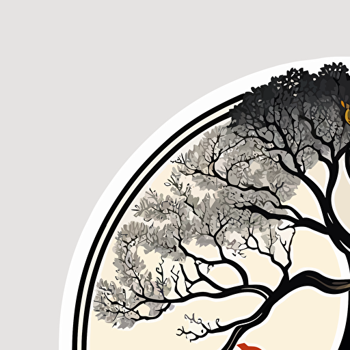 tree of life zen, Circular Sticker, Vector