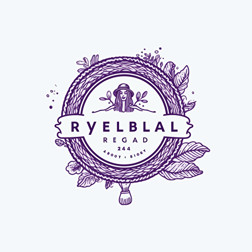 logo for knitting company called Reynsla, meaning experience, lilac color, vector style, logo style, white background, png