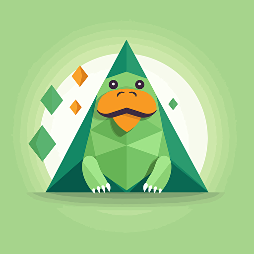 make a vector logo with a young happy walrus in a green triangle background