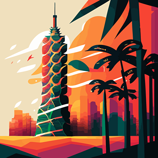 color vector art, taipei 101