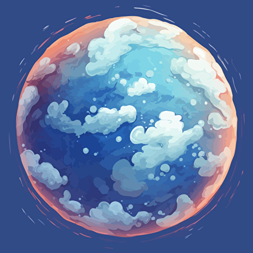 planet seen from space with clouds around it, vector, 2d game asset