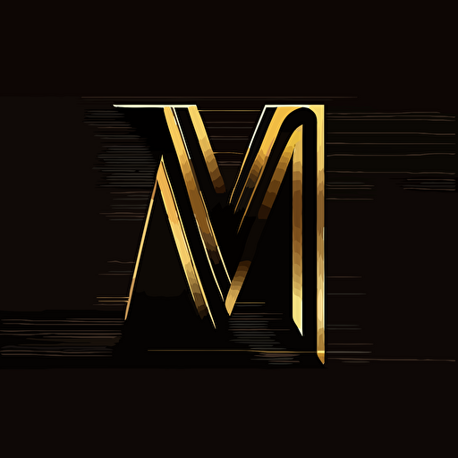 Letter AM logo, minimal, vector, simple, Black golden color, black background