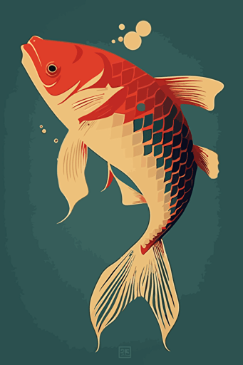 carp koi, vector illustration, minimalist, flat, 2d,