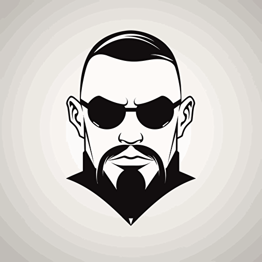 simple vector logo::1 bodyguard, detailed, white background