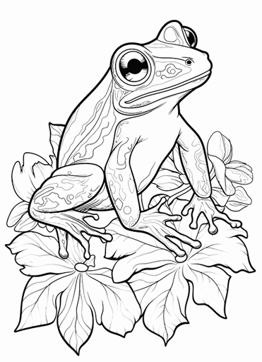 2d illustration, simple vector frog coloring page