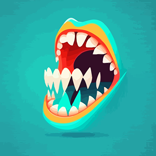 flat vector illustration of open mouth with teeth