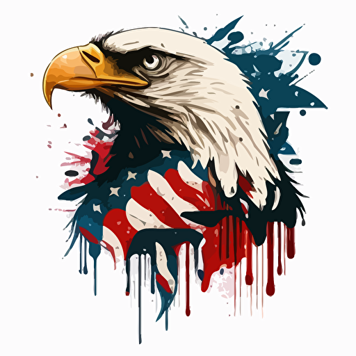 american flag eagle vector,comic style, white background