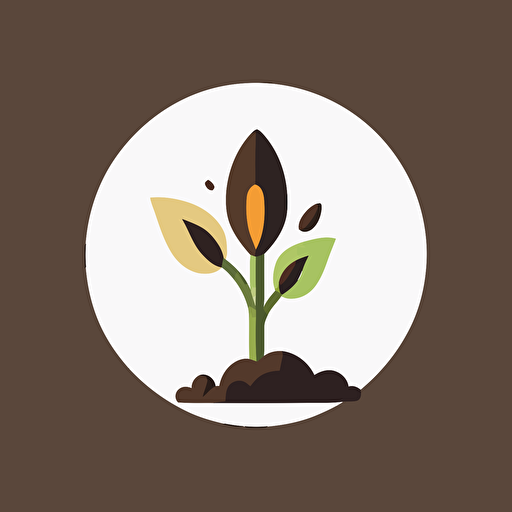 simple flat vector seed sprouting icon, minimal design, simple shapes